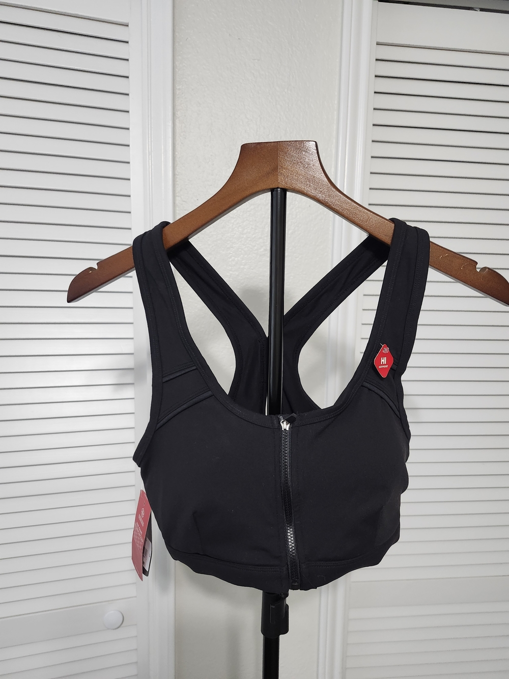 bcg Black Front-Zip Racerback Sports Bra